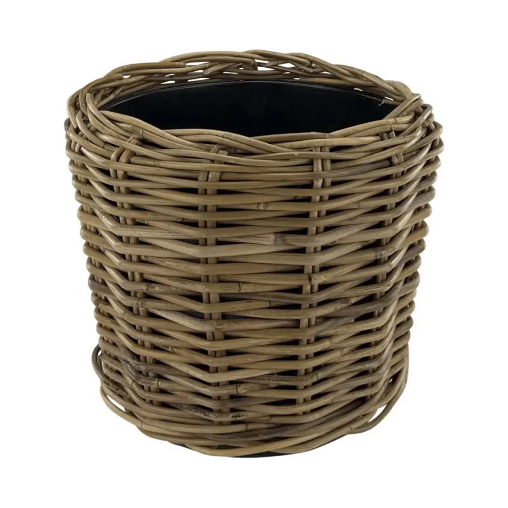 Rotan plantenmand met waterdichte binnenpot Naturn Living Ø34x30 grijs