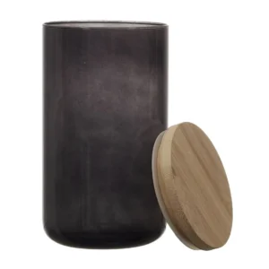 Glazen voorraadpot met bamboe deksel - 1 liter - Grijs