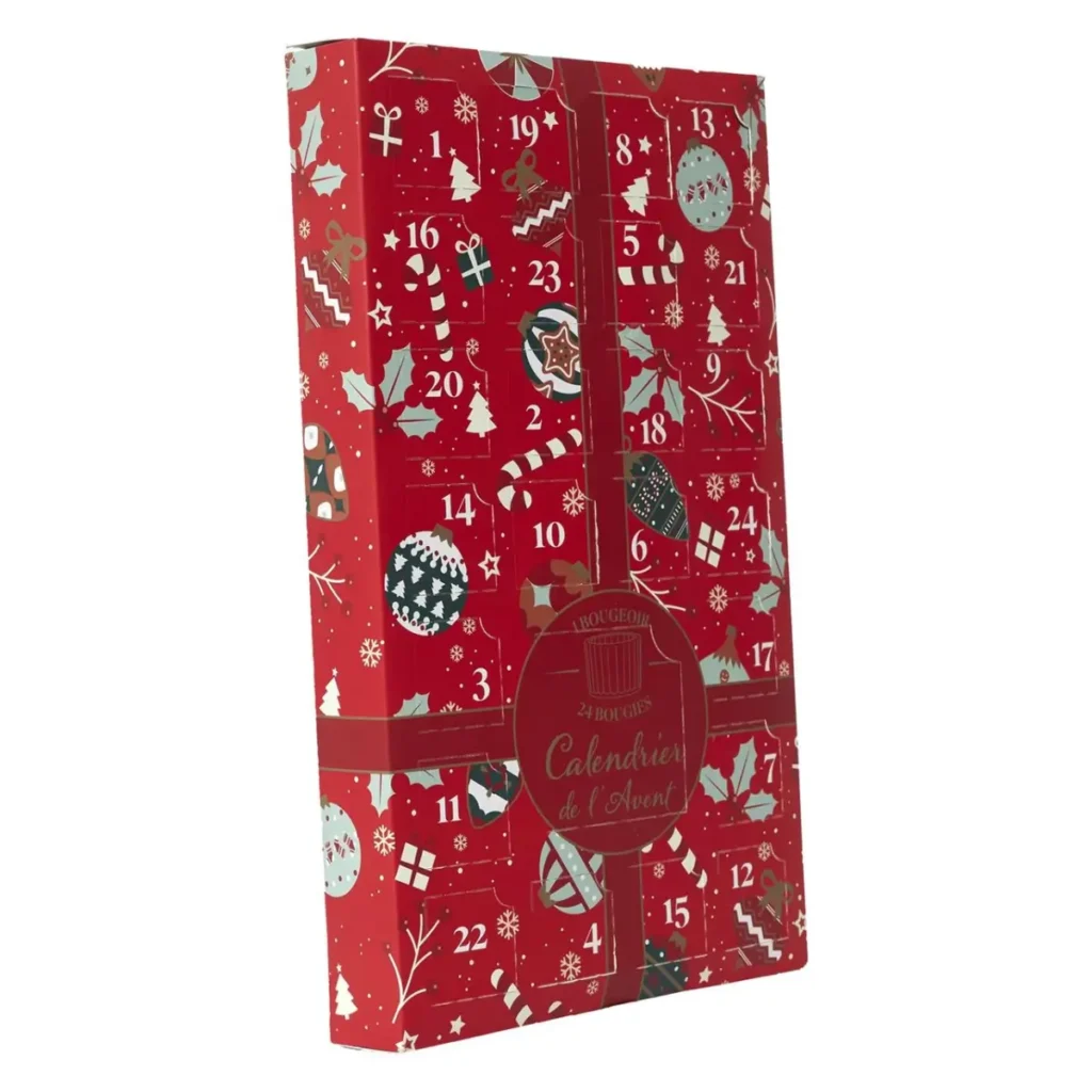 Feestelijke adventskalender met geurkaarsen en elegante verpakking – kerstdecoratie voor thuis
