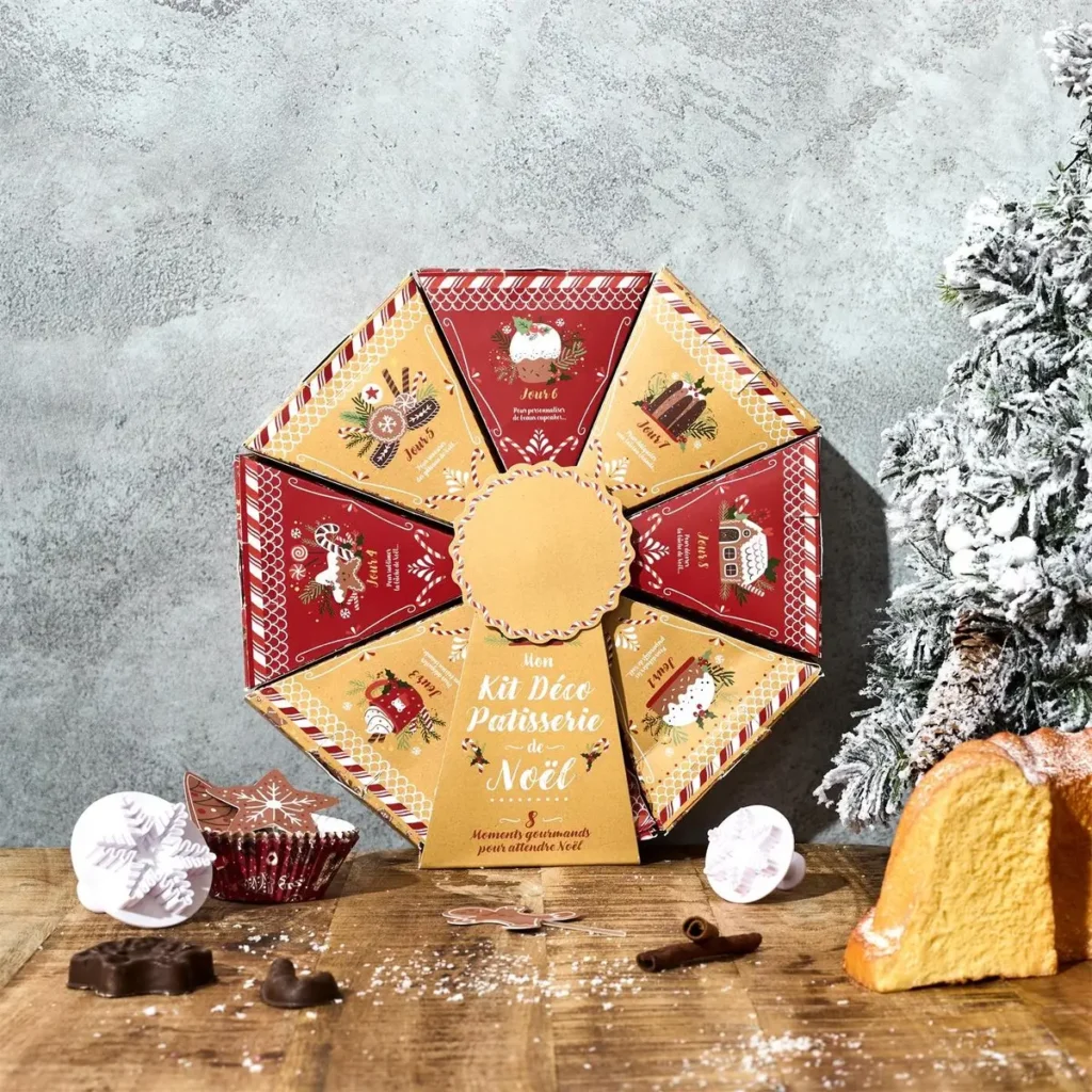 Adventskalender patisserie wiel geopend met 24 bakaccessoires en verrassingen