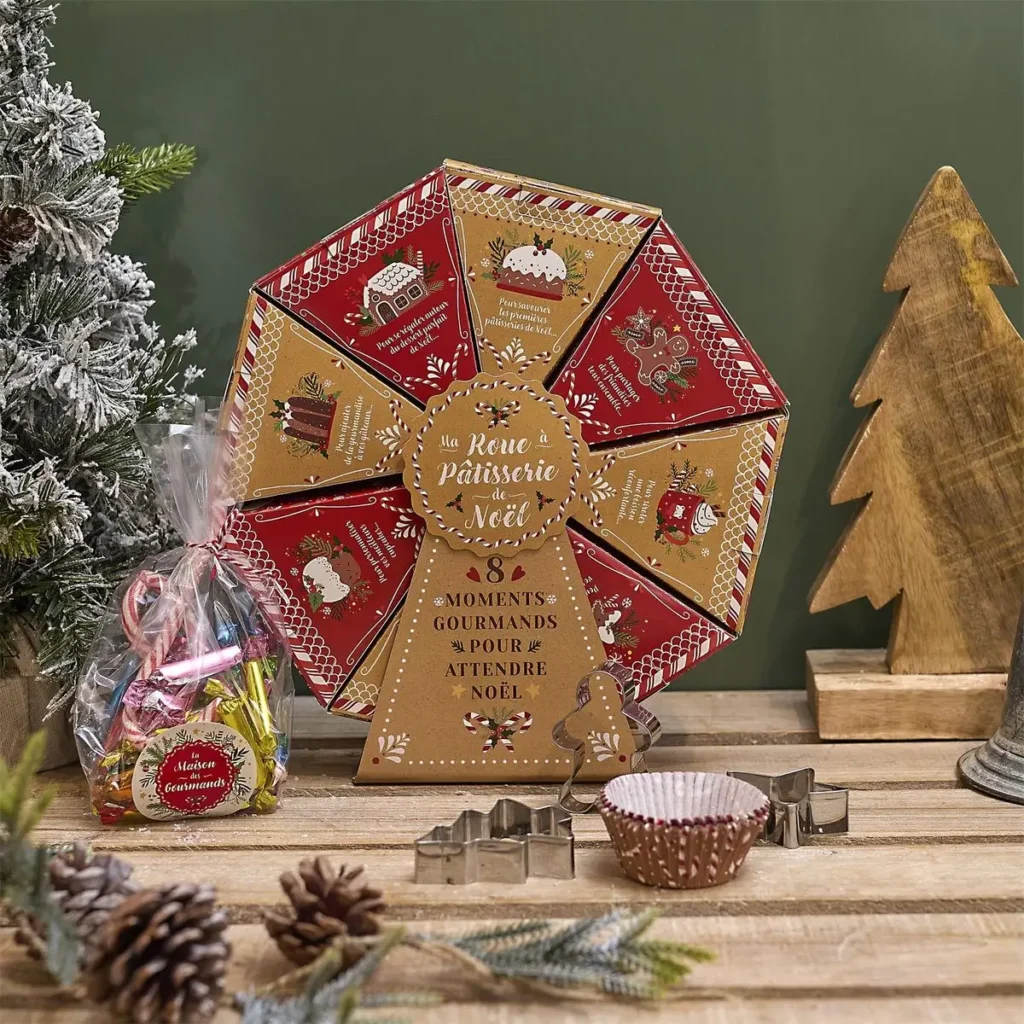 Adventskalender met bakspullen als kerstdecoratie in moderne keuken