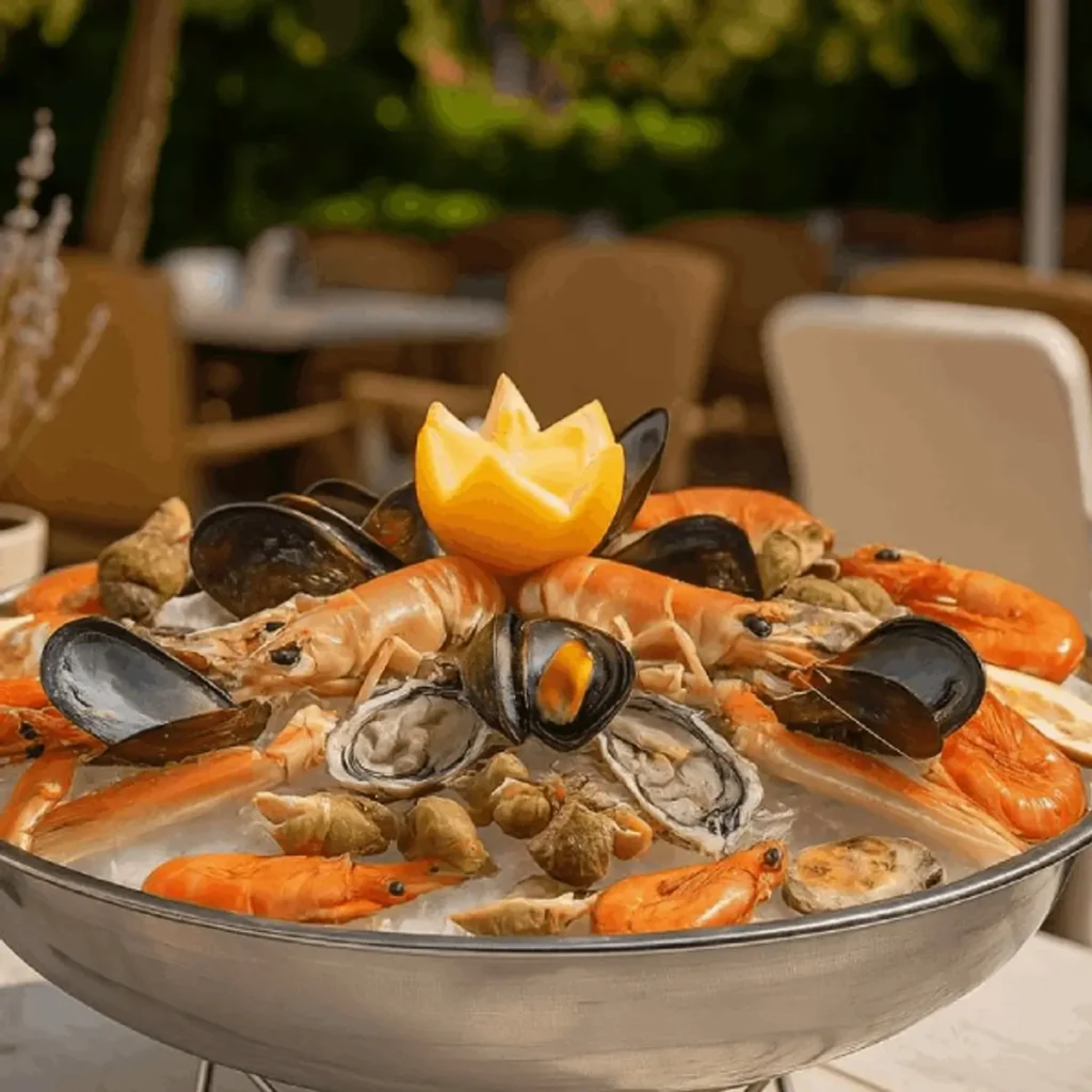 Detail van zilveren rand en afwerking van ronde serveerschaal