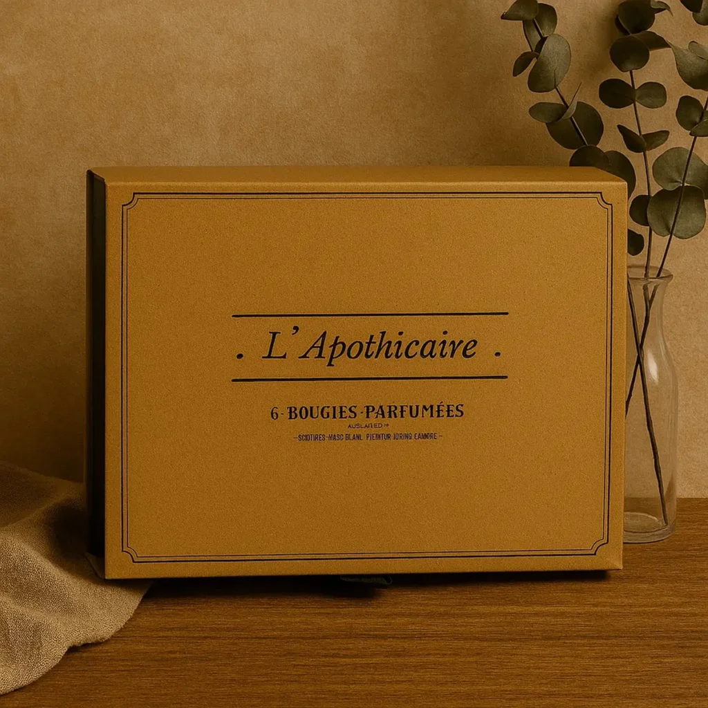 Detail van luxe beige verpakking met subtiele textuur van geschenkdoos