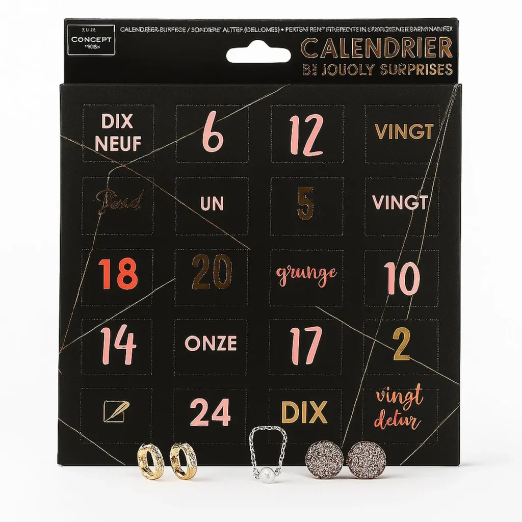 Luxe zwarte sieraden adventskalender met 24 verrassingsvakjes