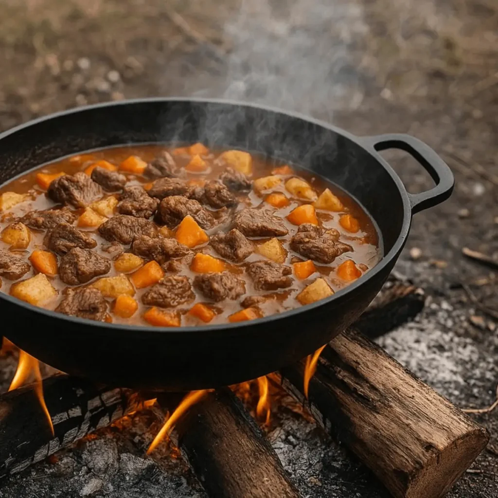 Grote gietijzeren pan 34×7 cm met stevige handgrepen voor veilig en veelzijdig gebruik tijdens het barbecueën.