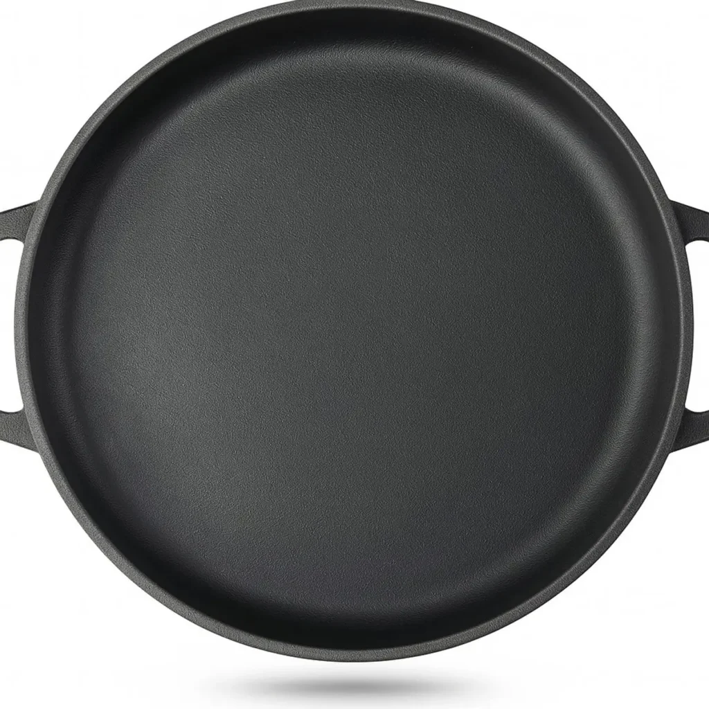 Ronde gietijzeren BBQ pan 34 cm met dubbele handgrepen