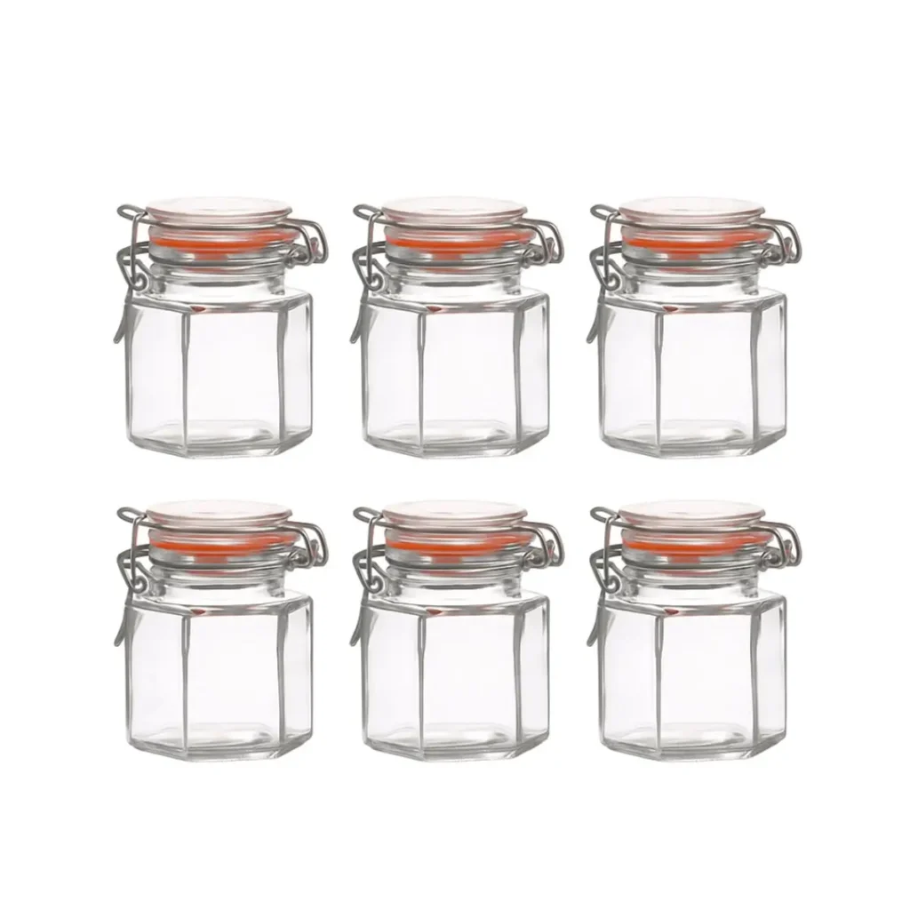 zeshoekige weckpotjes 100 ml set van 6 glazen voorraadpotjes