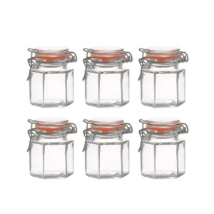 zeshoekige weckpotjes 100 ml set van 6 glazen voorraadpotjes