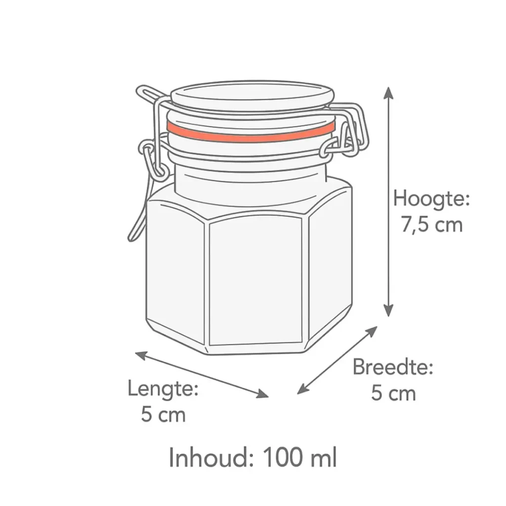 zeshoekige weckpotjes 100 ml set van 6 luchtdicht met beugelsluiting