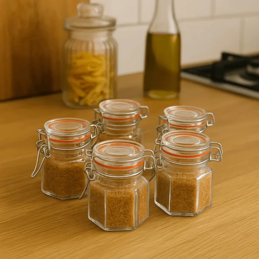 zeshoekige weckpotjes 100 ml set van 6 voor DIY kralen en glitters