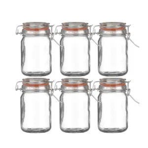 weckpotjes 250 ml set van 6 glazen voorraadpotjes transparant