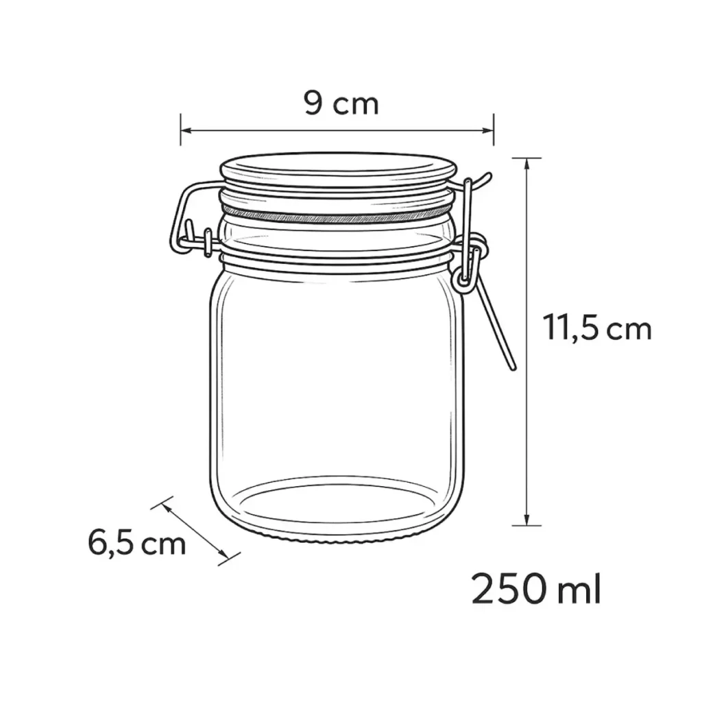 weckpotjes 250 ml set van 6 luchtdicht met beugelsluiting en rubberen ring