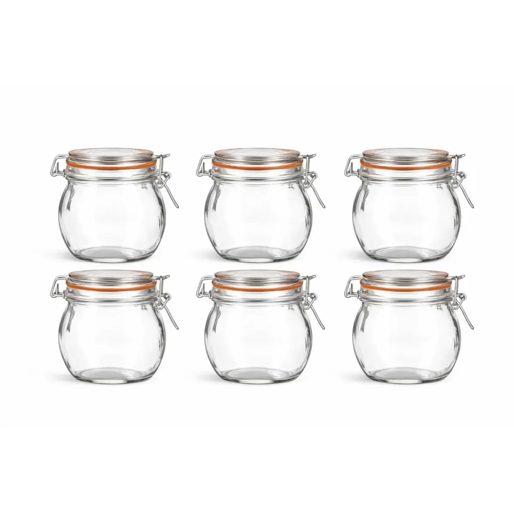 Weckpotten 750 ml set van 6 glazen voorraadpotten met beugelsluiting