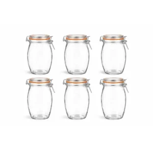 weckpotten 1300 ml set van 6 bolvormige glazen voorraadpotten