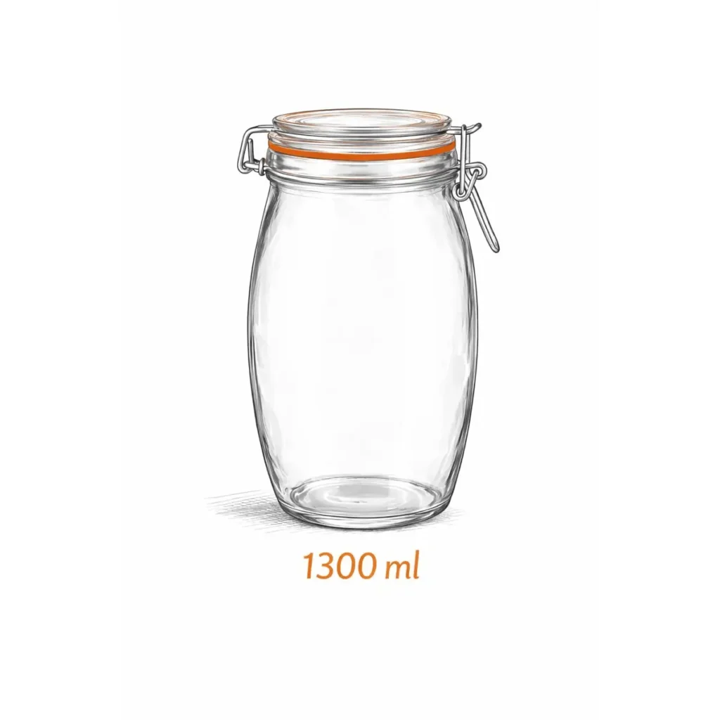 glazen weckpot 1300 ml voor pasta rijst en granola voorraad