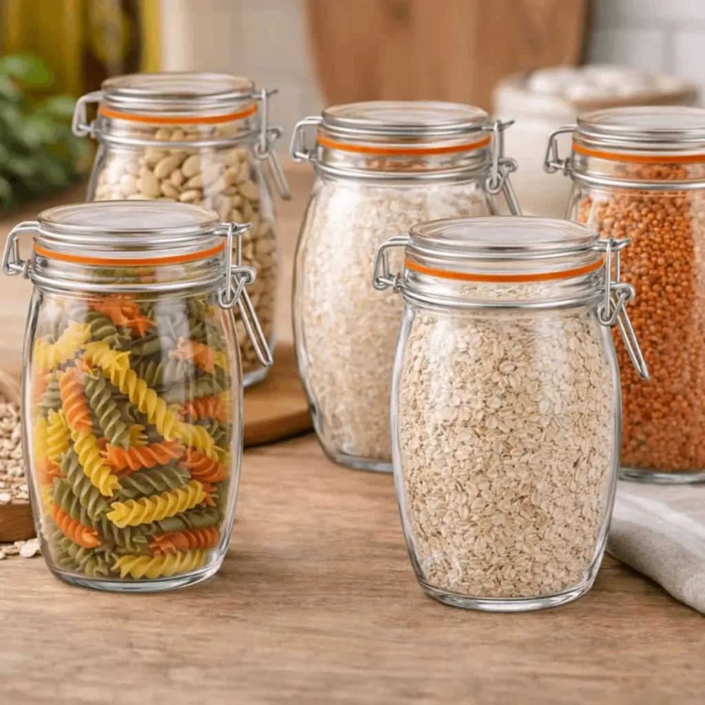 weckpotten 1300 ml set van 6 stevige transparante koekjes en snoeppotten