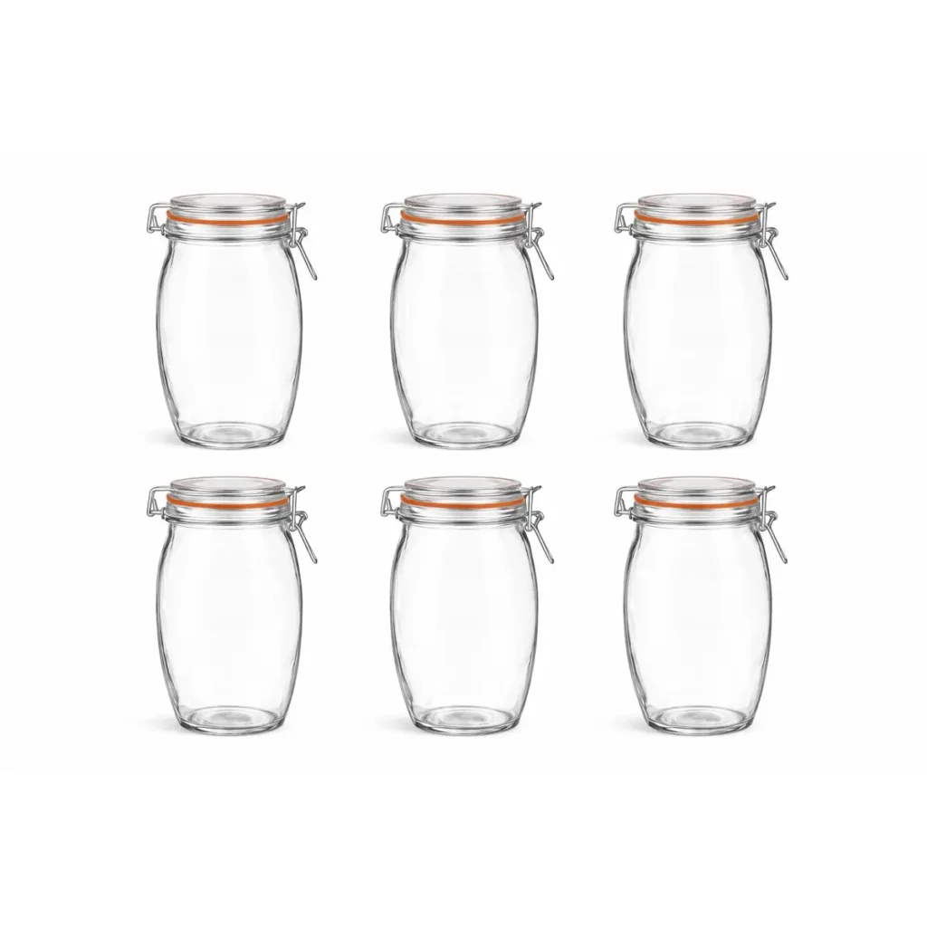 weckpotten 1900 ml set van 6 extra grote glazen voorraadpotten