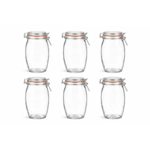 weckpotten 1900 ml set van 6 extra grote glazen voorraadpotten