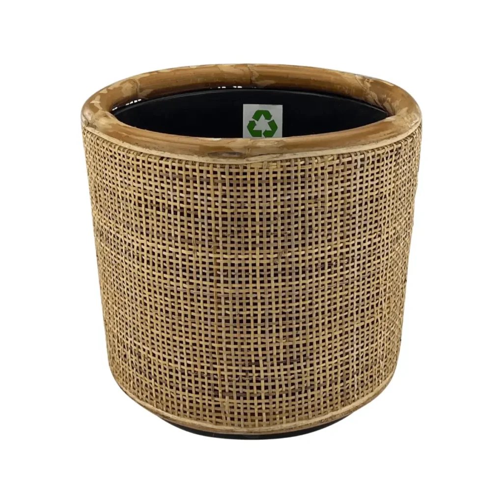 Lichtbruine rotan plantenmand met waterdichte binnenpot Drypot Blond Ø31x29