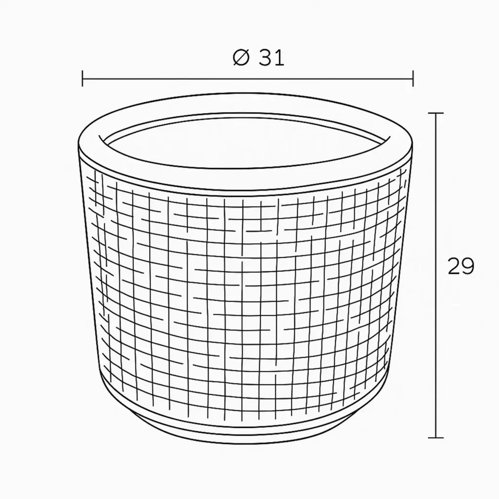 Ronde rotan plantenbak Ø31 cm met waterdichte binnenpot voor kamerplanten