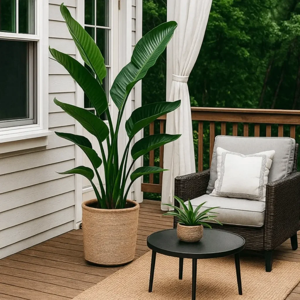 Lichtbruine rotan plantenmand met waterdichte binnenpot voor woonkamer of hal