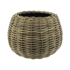 Bolvormige rotan plantenmand met waterdichte binnenpot Naturn Living Drypot Bol Ø45x34