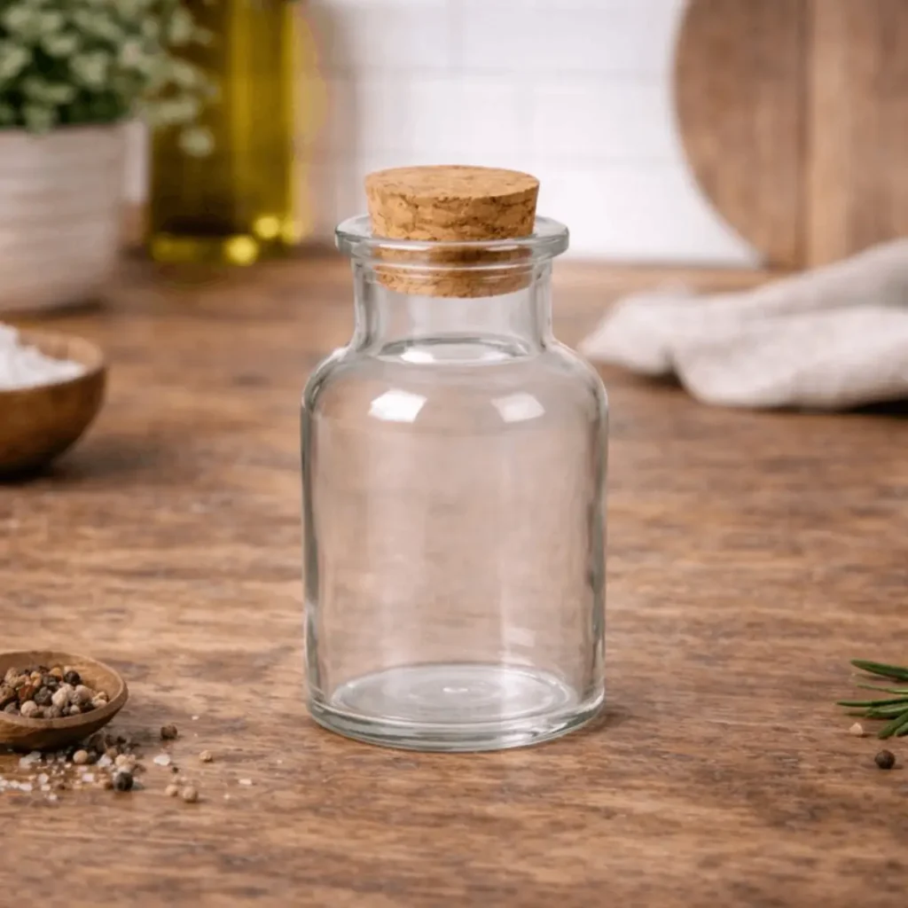 set van 6 glazen flesjes 150 ml als DIY cadeau met label