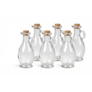 glazen schenkflesjes 250 ml set van 6 met kurken dop transparant