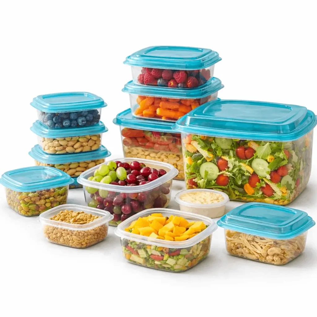 vershoudbakjes set 21 delig met deksel en opbergbox