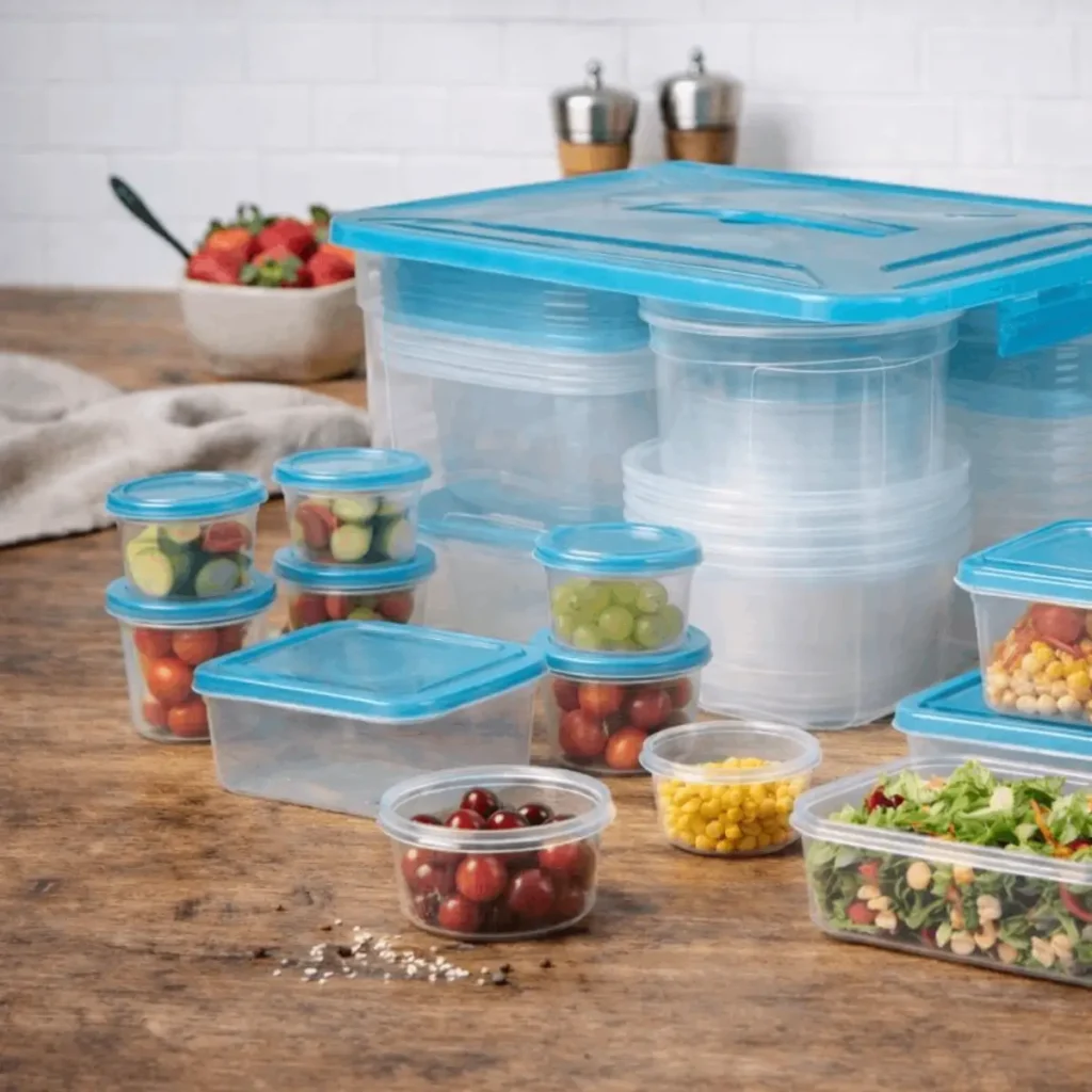 stapelbare vershoudbakjes set 50 delig in koelkast en diepvries