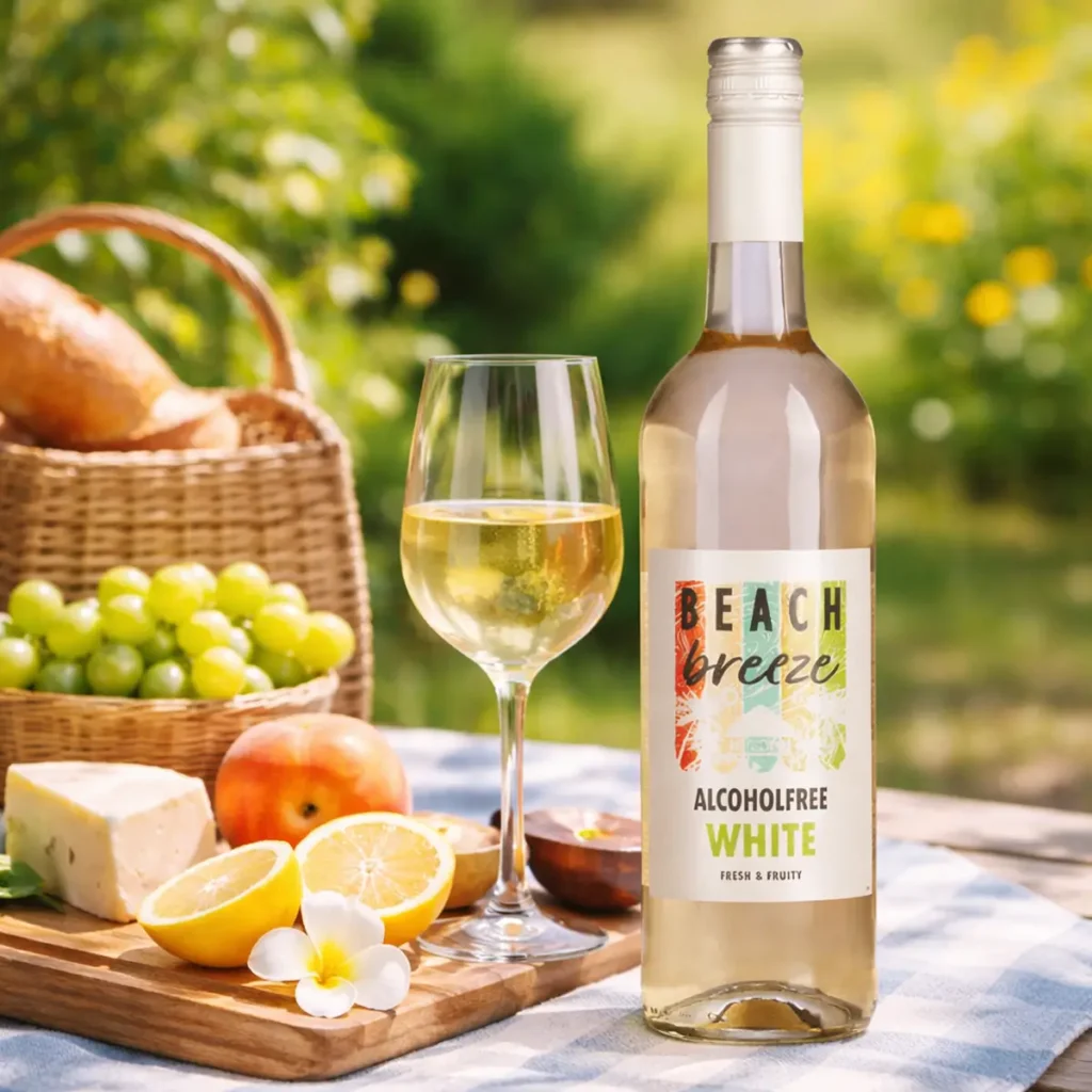 Beach-breeze-alcoholvrije-witte-wijn-voor-de-picknick
