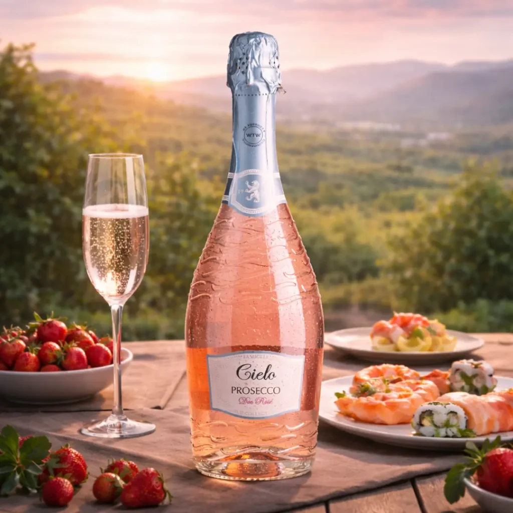 1915 SHOP - Cielo Prosecco Rosé Spumante - in de wijngaard met bijpassende gerechten