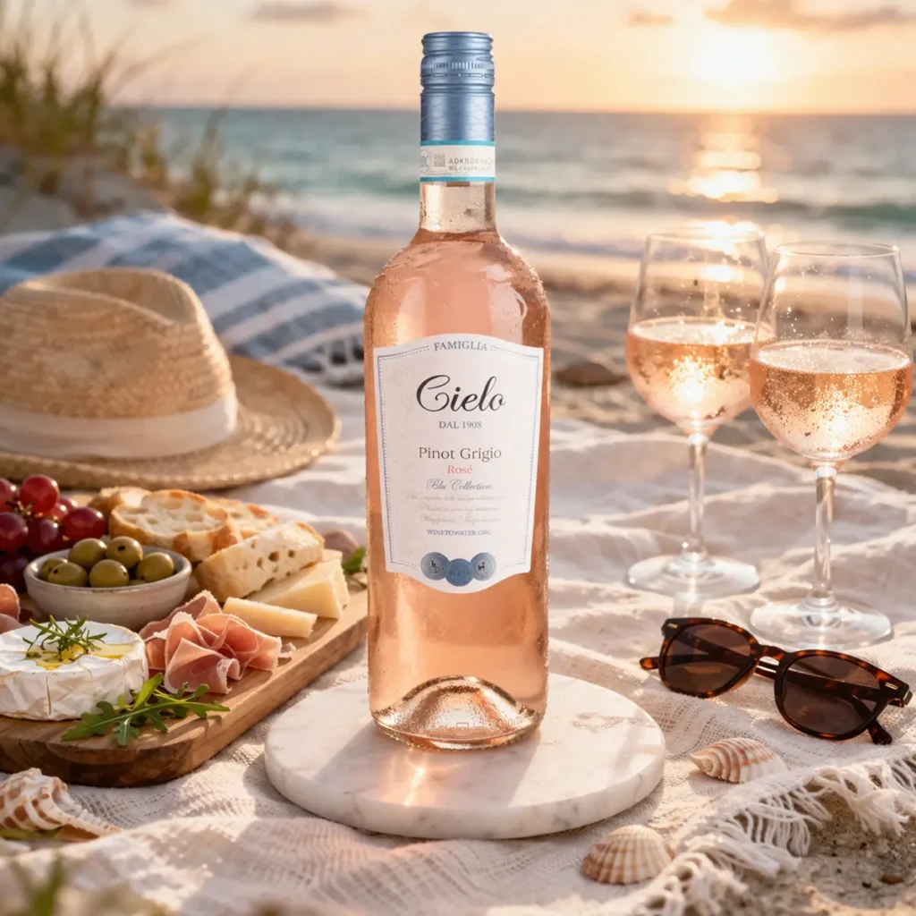 Pinot-Grigio-Rose-Blush-Cielo-zonsondergang